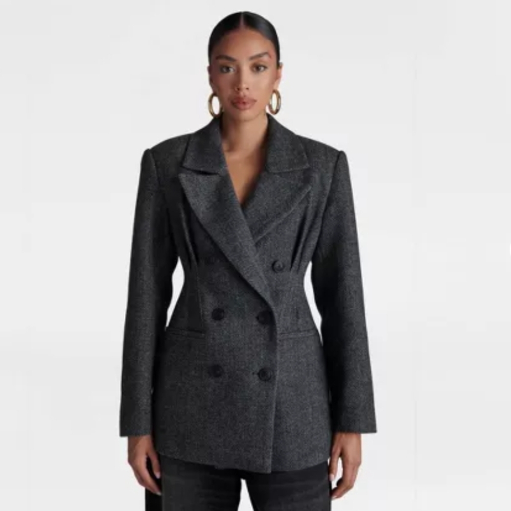 KBB by KAHLANA Women's 'The Corset Blazer' Gray Herringbone Medium